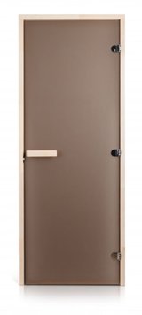 Стеклянная дверь для бани и сауны GREUS Classic матовая бронза 80/200 липа фото 1