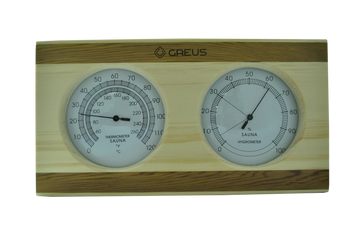 Термогігрометр Greus сосна/кедр 26х14 для лазні та сауни фото 1