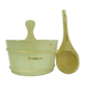 Набор GREUS сосна (шайка 4 л + черпак) с пластиковой вставкой для бани и сауны 106466 фото - 2