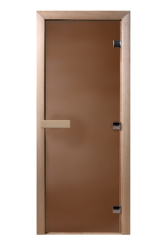 Стеклянная дверь для бани и сауны DoorWood бронза 3 петли 70/190 осина фото 1